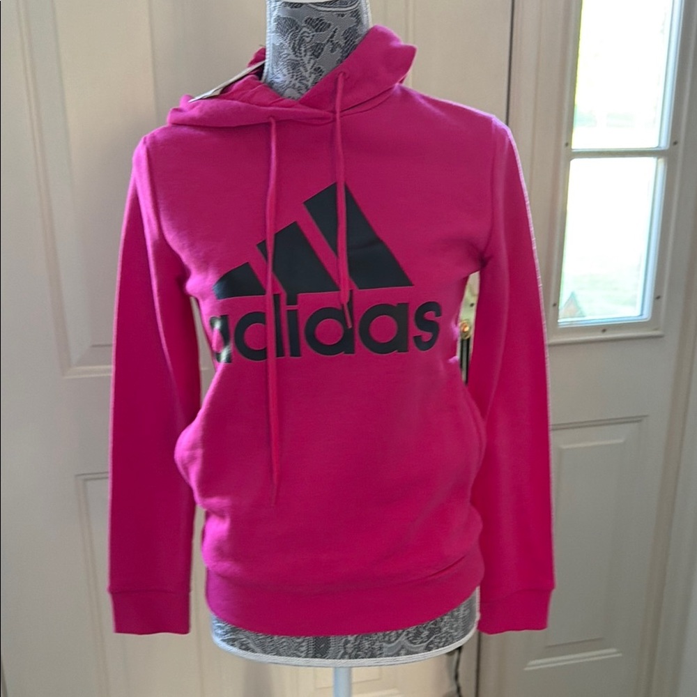 adidas Bright Pink Logo Hoodie NWT